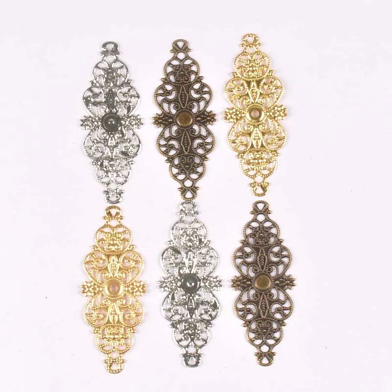 10pcs Filigree Wraps Connectors Embellishments Findings Wraps Connectors For DIY Jewelry Making 62x24mm YKL0734
