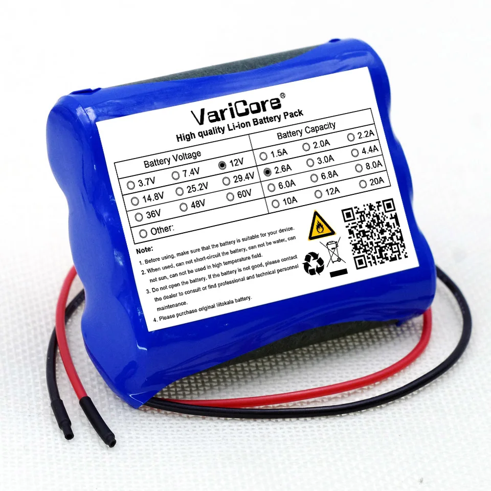 VariCore New 12V 2600mAh 18650 Lithium Ion Battery CCTV Camera Battery 12.6 V to 11.1V  2.6A