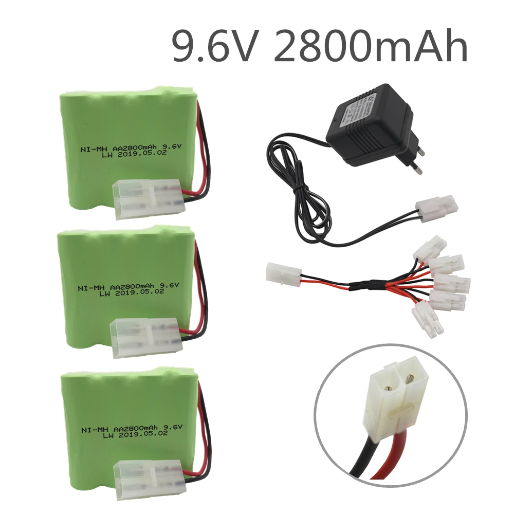 Ni-MH 9.6V 2800mAh AA Battery with 5in1 Charger For Remote Controul Toy Securty Faclities Battery Group Kep-2p Tamiya Plug