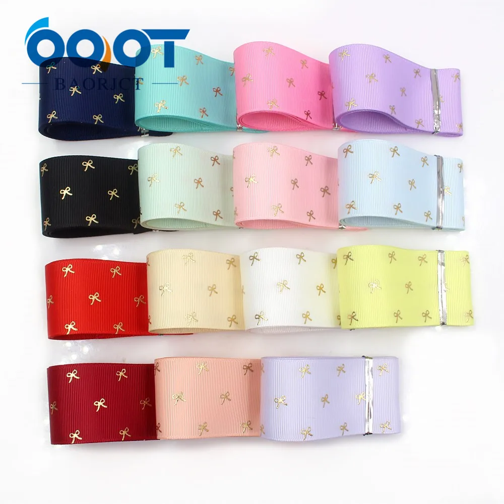 OOOT BAORJCT I-19424-1061,38mm,10yards Solid color hot stamping bow-knot grosgrain Ribbons,bow cap DIY accessories decorations