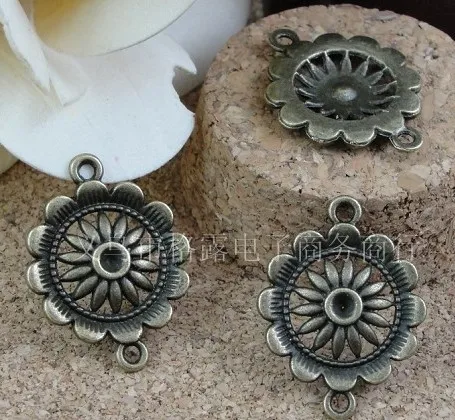 

200pcs/lot alloy bead Antique Bronze 20.5MM sunflower connection with 2 holes Jewelry Findings,Accessories pendant,JJA1088