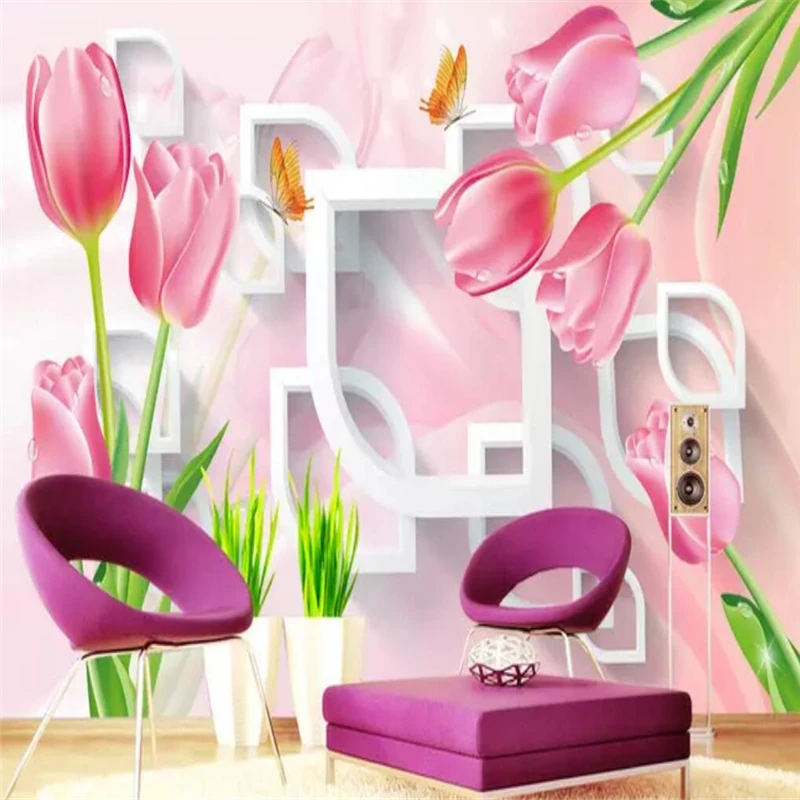 

Decorative wallpaper Tulip 3D TV background wall painting