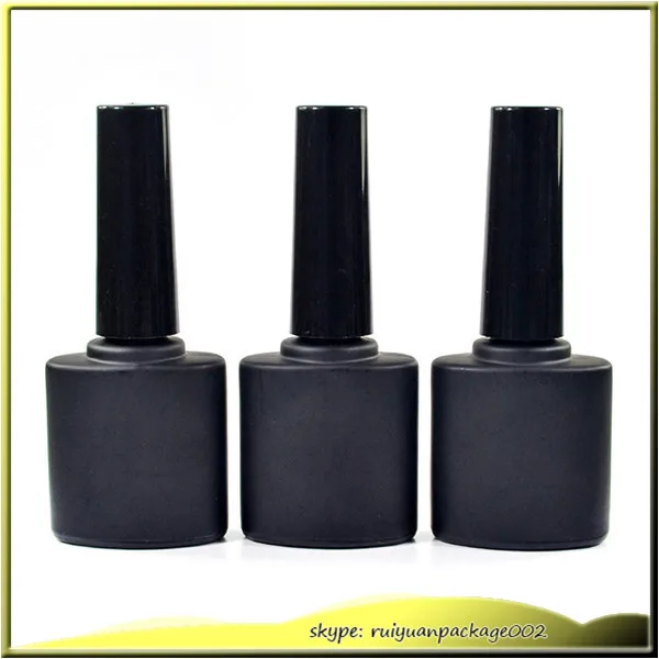 

100pcs * 9ml Empty Glass Oblate Bottom Shape Nail Polish Matt Black Bottles with Cap and Soft Brush Mini Glass Nail Polis Bottle