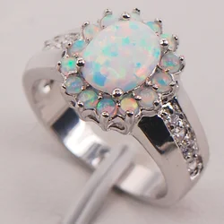 White Fire Opal Australia 925 Sterling Silver Woman Jewelry Ring Size 6 7 8 9 10 11 F578 2022 Gift For Women Fashion Classic