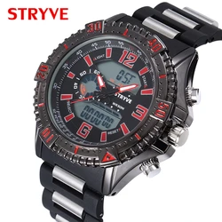 STRYVE S8004 Fashion Resin Strap Quartz Watch Large Dial Dual Display Waterproof Calendar Week Men's Sports Watch