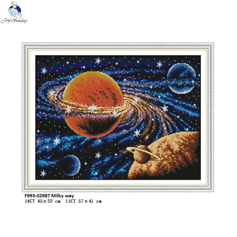 Joy Sunday Milky Way Counted DIY Hand Cross-stitch kits 11CT 14CT DMC Printed for Embroidery Needlework Accessory Home Decor