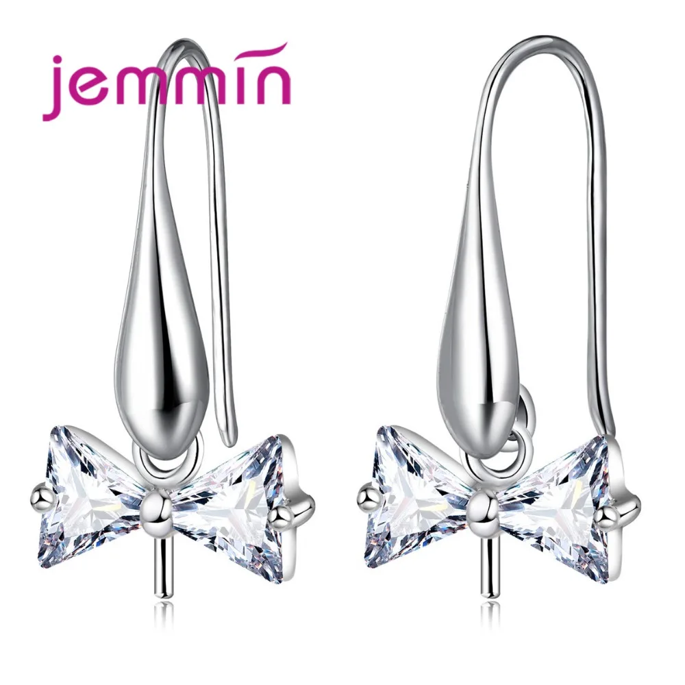 Cute Bow Tie Shaped Earrings Hook 925 Sterling Silver  Jewelry Findings Components 2PCS/lot for Women DIY Jewelry