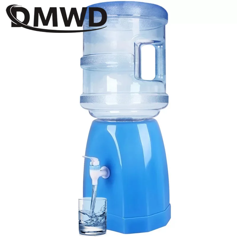 DMWD Mini Water Pump Dispenser Desktop Fountains Gallon Drinking Bottle Switch Base Bucket Holder Manual Press Barrel Tap Faucet