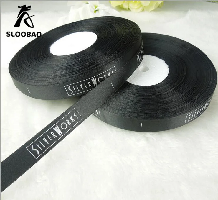 free shipping custom brand logo printesatin ribbon name printing wedding gift packing packaging hair decorative ribbons