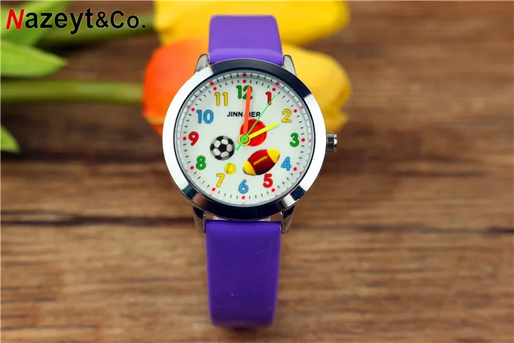 NAZEYT-Reloj de pulsera de cuero para niños, cronógrafo deportivo de baloncesto, fútbol, Rugby, esfera, regalo