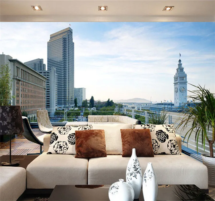 

3D Wall Mural Modern City Landscape Custom Photo Wallpaper Bedroom Wall Space Expansion Balcony View Home Improvement Wall Paper