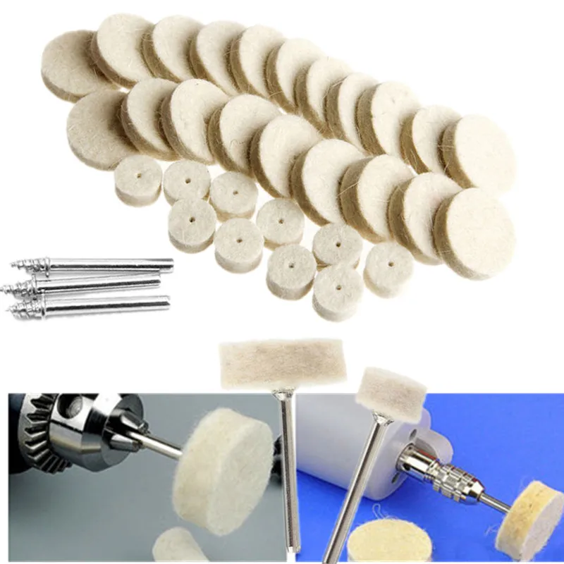 33pcs/set Wool Felt Polishing Buffing Wheel Mixed Set Accessory for Dremel Rotary Tool