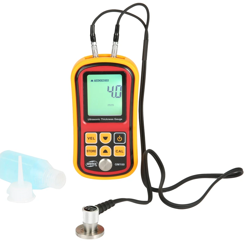 Ultrasonic Thickness Gauge Meter Digital LCD Metal Width Measuring Tools 1.2~220mm (Steel) Sound Velocity Measurement GM100