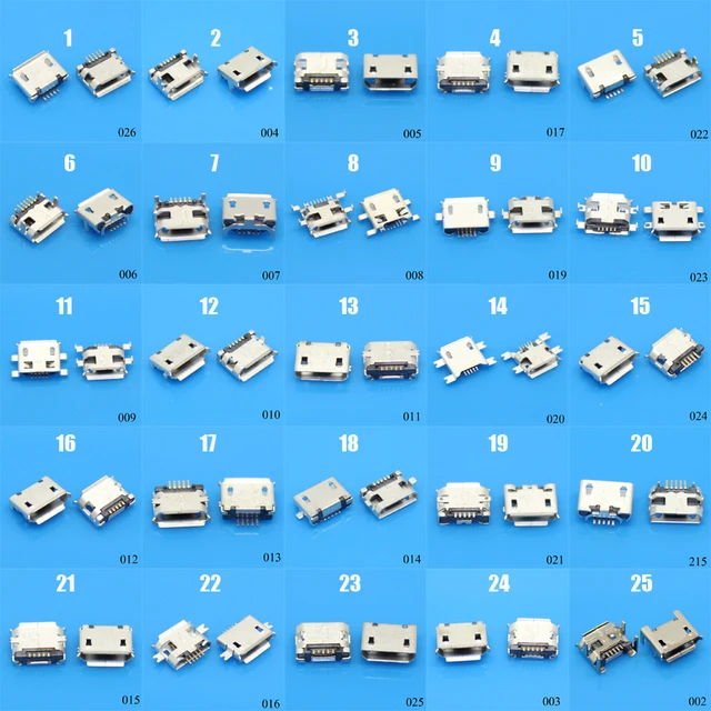 25 modeli 25-100 sztuk 5Pin Micro USB Jack Sockect złącze portu 5P kobieta dla Samsung Lenovo Huawei Lenovo Meizu Xiaomi Oppo Vivo