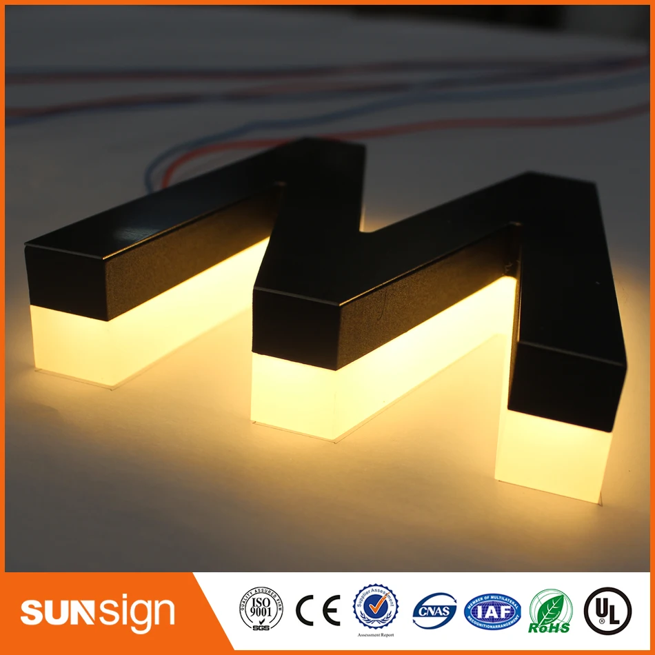 Stainless steel warm white led back lighting advertising letters