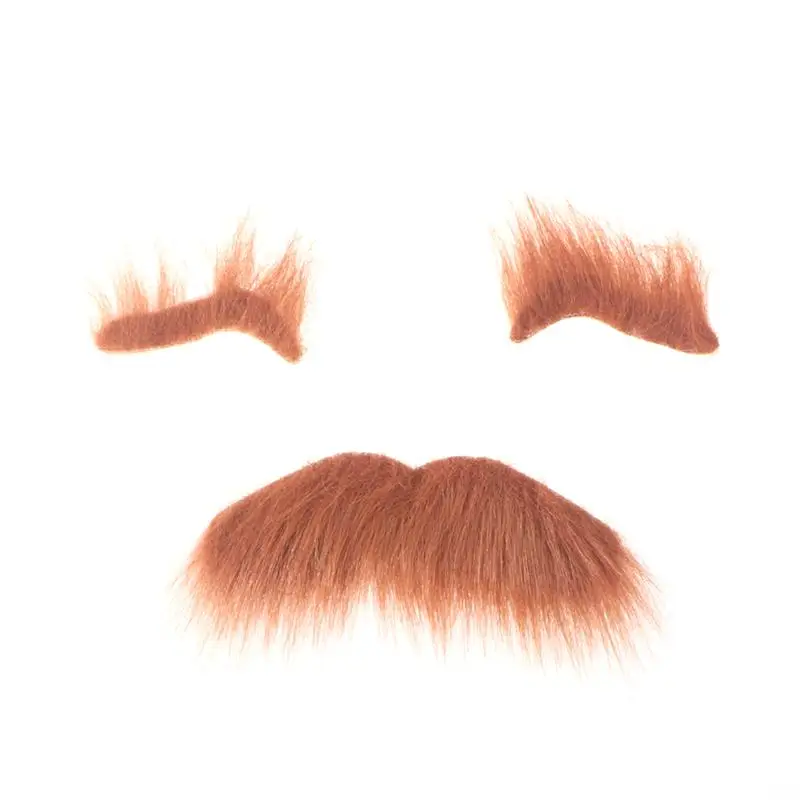 Three-Piece Novelty Self Adhesive Disguise Kit Self Adhesive Brown Beard Fancy Dress Beard Facial Hair And Mustache Sets Parops