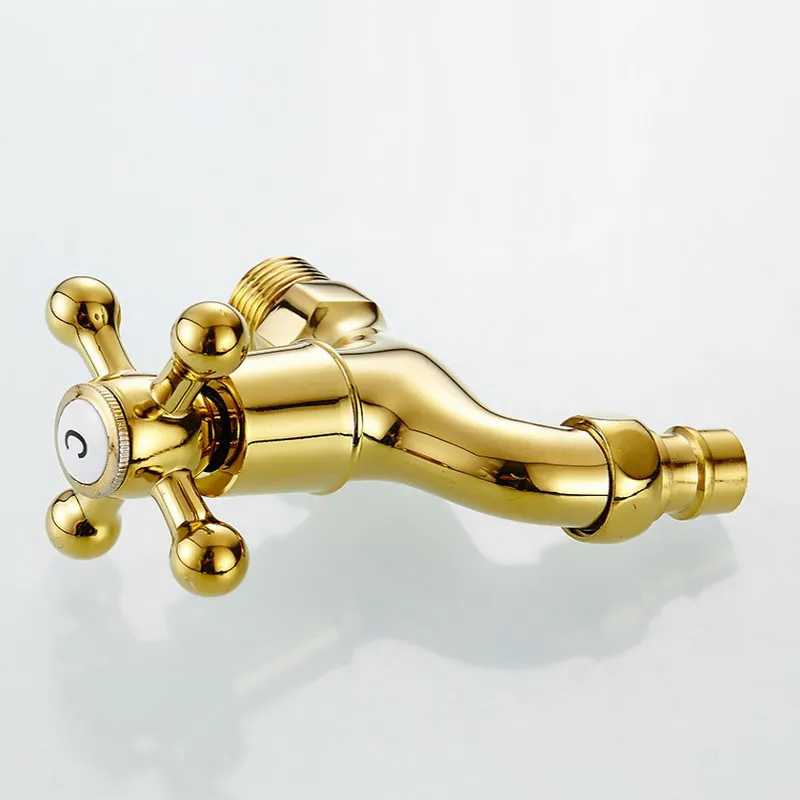 Golden Luxury Wall Mount Decorative Outdoor Garden Faucet Washing Machine Faucet Bathroom Mop Faucet Bibcock Tap KD062