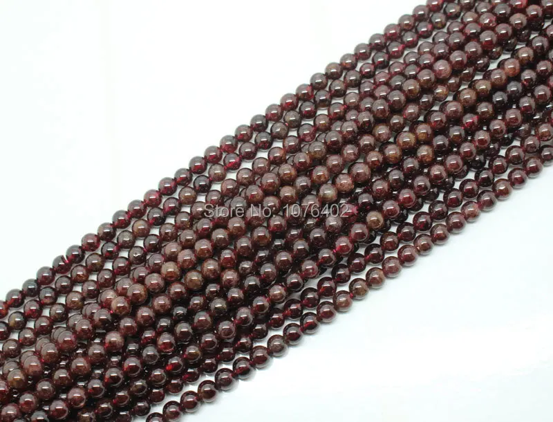 Mini. order is $8! 4,5,6,7,8,9,10mm Natural Red Garnet Round For Bracelet DIY Spacer Loose Beads Strand 15''