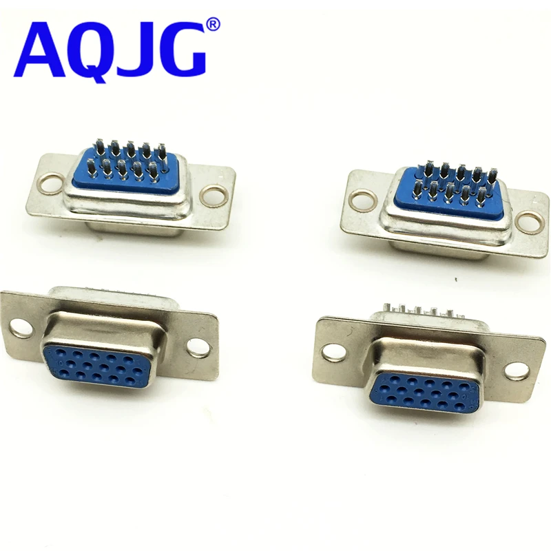 (100pcs/lot) DB15 3Rows Parallel VGA Port HDB9 15 Pin D Sub Male Solder Connector + Plastic Shell Cover