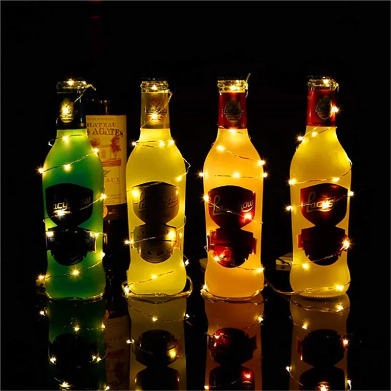 Guirxiété lumineuse LED pour bouteille de vin, fil de cuivre, liège, lumières dégradées, Leon, mariage, maison, décoration de Noël