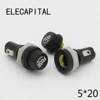 5pcs/lot 5*20mm glass fuse holders 5x20 black insurance tube socket fuse holder for 5*20 insurance Panel Mount Fuse Holder
