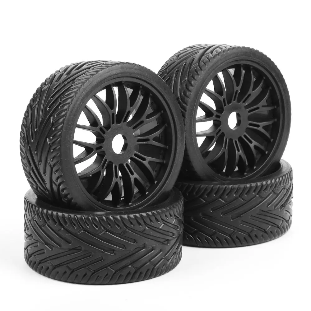 4Pcs/set Flat Off Road 1/8 RC Car Tires Wheel Rims HPI HSP Buggy 17mm Hex