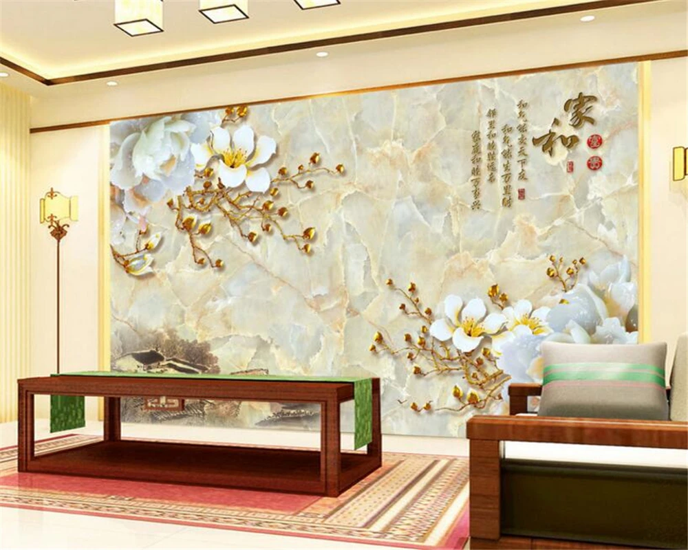 Beibehang 3d wallpapers marble upstairs embossed flowers home and rich TV background wall living room bedroom murals wallpaper