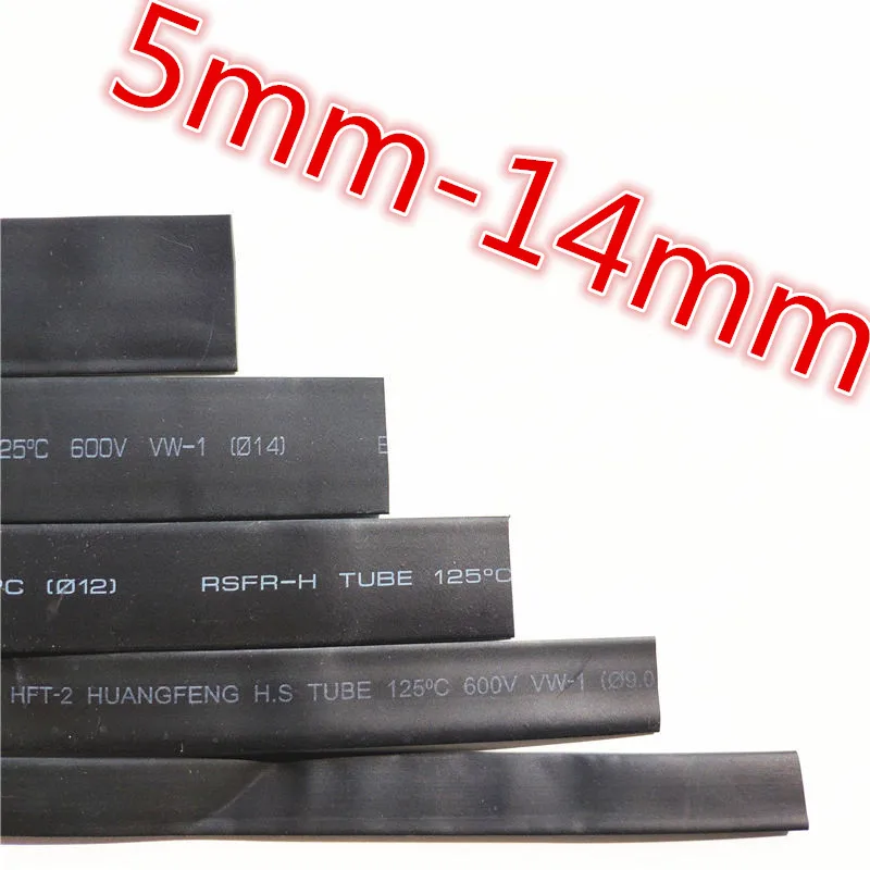 

1meter 2:1 Black 5mm 5.5mm 6mm 7mm 8mm 9mm 10mm 11mm 12mm 13mm 14mm Heat Shrink Heatshrink Tubing Tube Wire Dropshipping