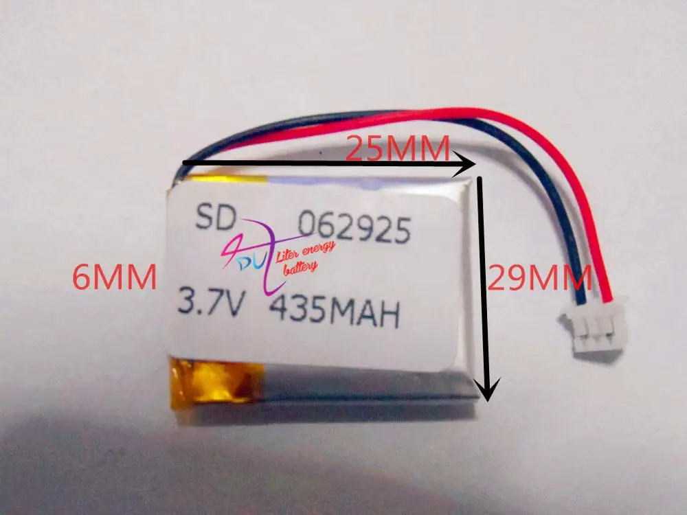 best battery brand 062925 lithium polymer batteries 6 * 29 * 25mm 3.7V lithium battery rechargeable battery 435mah Speaker