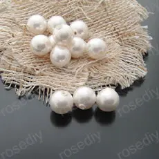 Wholesale Diameter 4mm 5mm 6mm 8mm 10mm 12mm Round White Imitation Pearl made of Shell Half Drilled Beads  (JM5869)