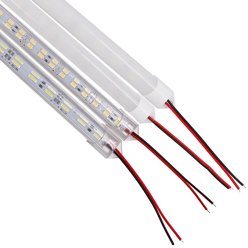 5pcs LED Bar Lights Hard Led Strip White 50cm 12V DC 5630 8520 7020 5054 Rigid Strip with U Aluminium shell +pc cover