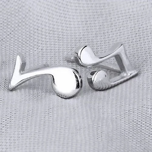 1Pair Fashion Cute Music Note Stud Earrings Tiny Women Silver Plated Musical Notation Ear Stud Earrings Jewelry Gifts for Girl