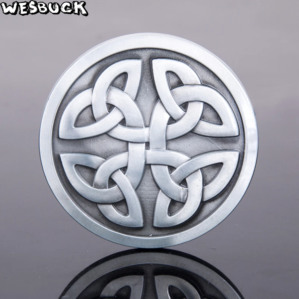 WesBuck Brand Celti c Belt Buckles for Men Women Cool Round Buckles Metal Cowboy Cowgirl Western Boucle Ceinture