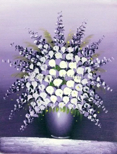 

Oil Paintings Handmade Canvas Modern Knife Purple Flower Painting Acrylic Paintings Hang Pictures Abstract Home Decor Picture