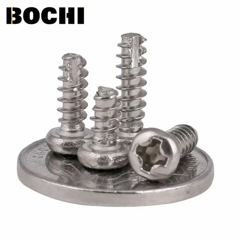 GB/T818 50PCS 304 stainless steel round head phillips coss notching cut tail self tapping screws M2 M2.3 M2.6 M3 screw