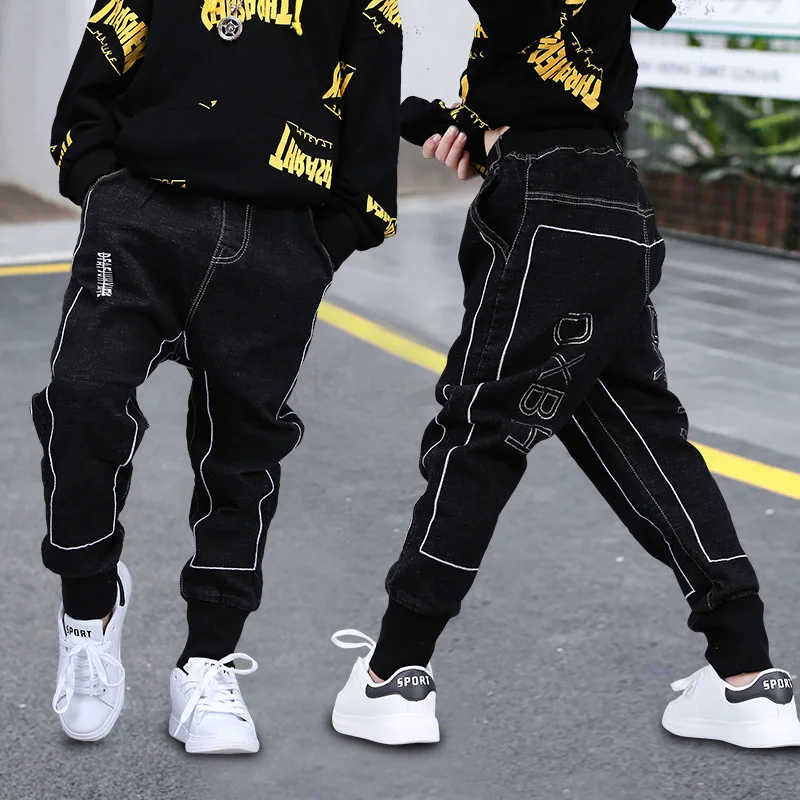 Fashion Boys Pants Spring Autumn Children Jeans Trousers Cotton Solid Black Long Pant for Teen Boy Toddler Baby Clothes 3T 8 13Y