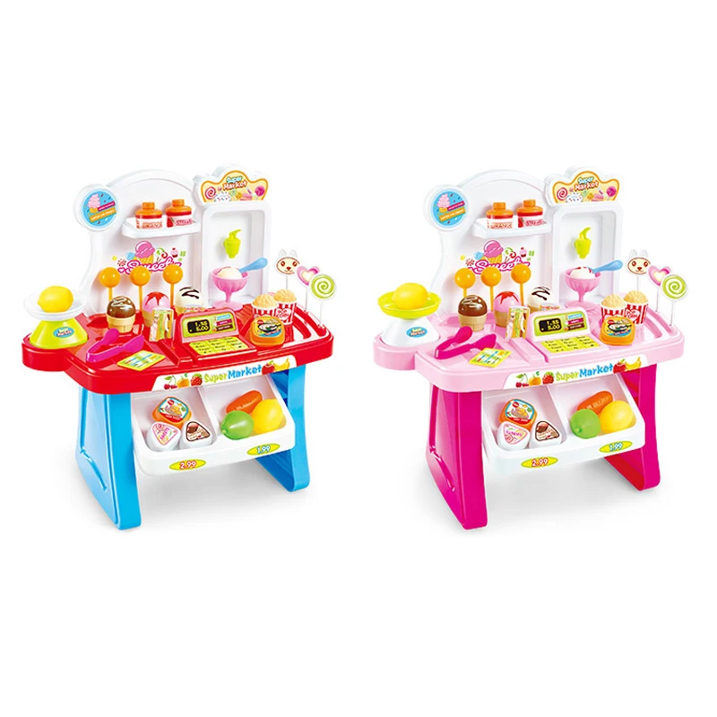 Scuola materna ragazza finta Play House giocattoli supermercato cassa cassa frutta torta festa per bambini gioco giocattoli cibo caramelle attrezzo da cucina