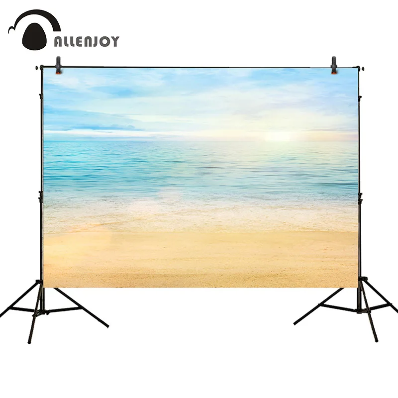 Allenjoy photography backdrops summer golden beach blue ocean sea sky painting background photo studio photophone photocall