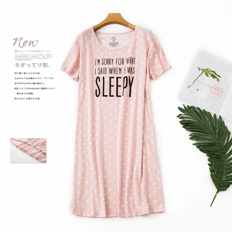 Brand Designer Homewear Women Casual Cartoon Nightgown Ladies Cotton Nightdress Female Round Collar High Quality Sleep Dress