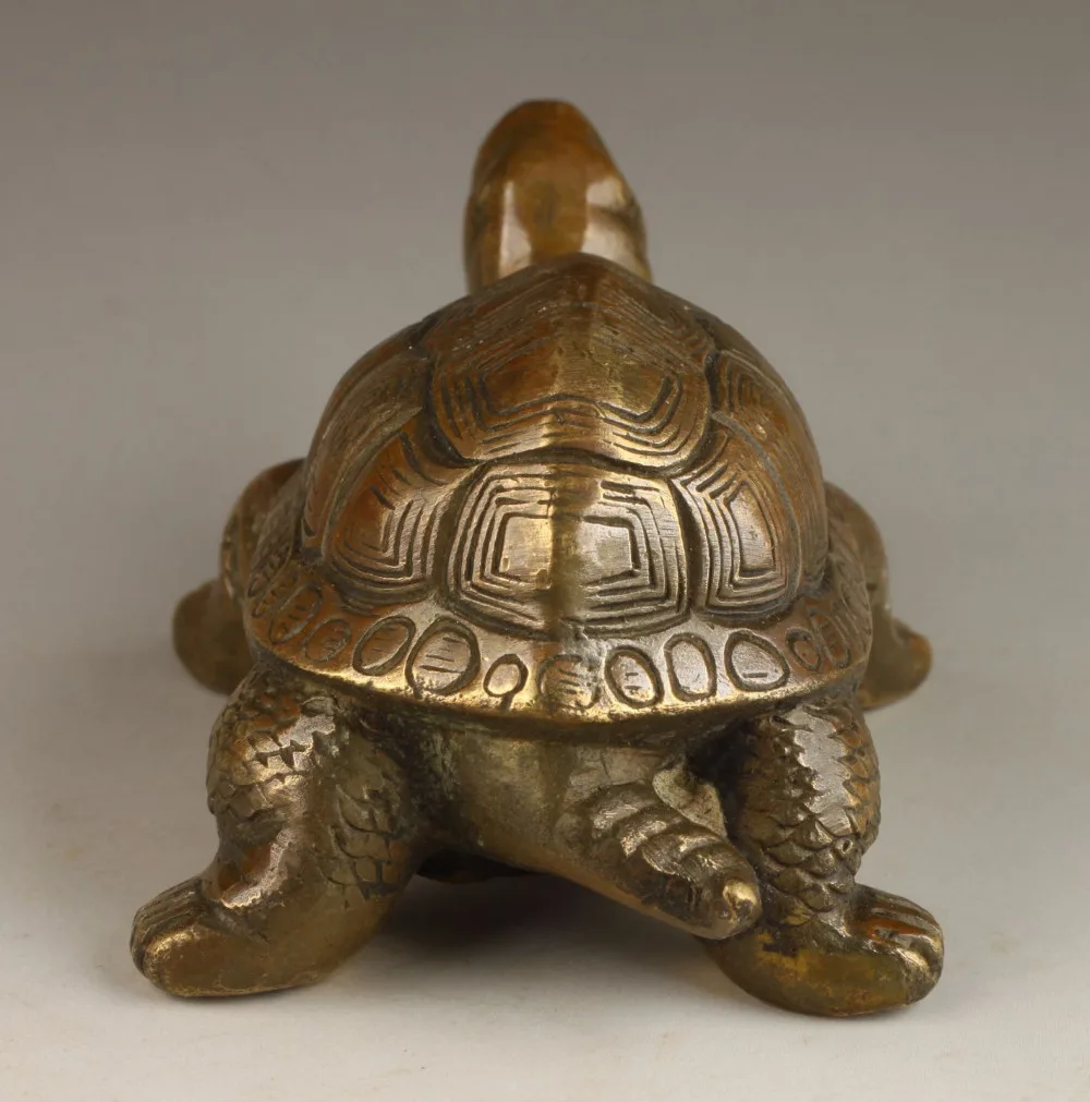 Superb Collectable Old Spiritual Exorcism Tortoise Bronze Statue  tools wedding Decoration Brass