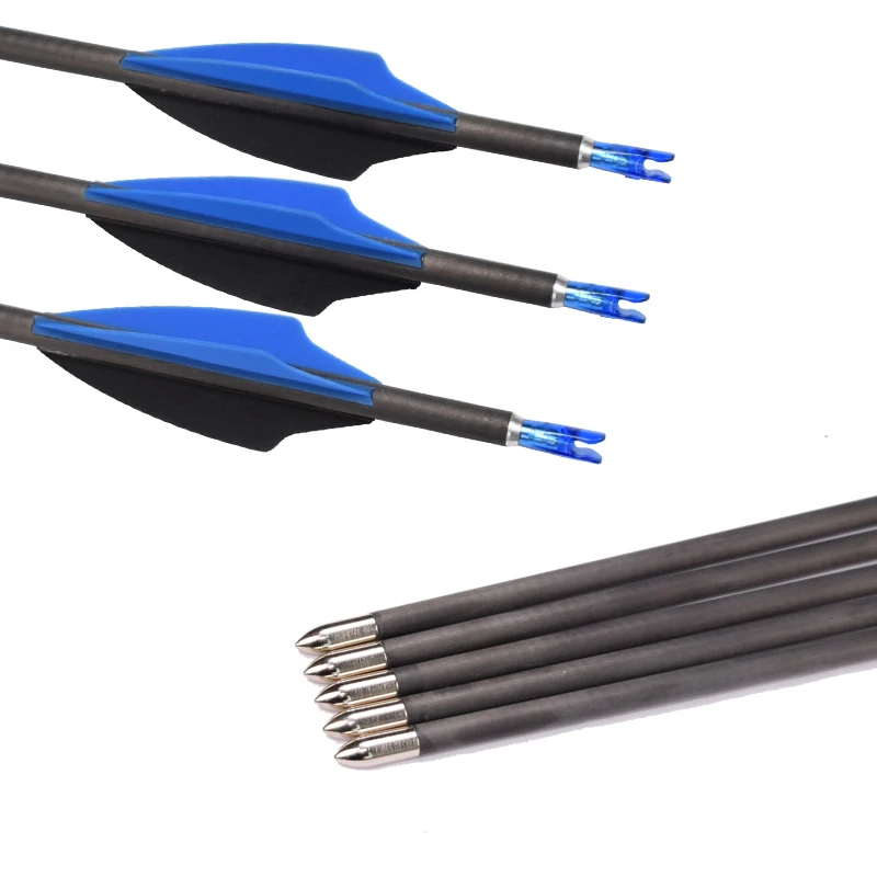 

6Pcs Pure Carbon Arrow 26"-30" ID4.2mm Spine 300-900 Fixed Bullet Point Race Shooting Indoor Outdoor Archery Bow