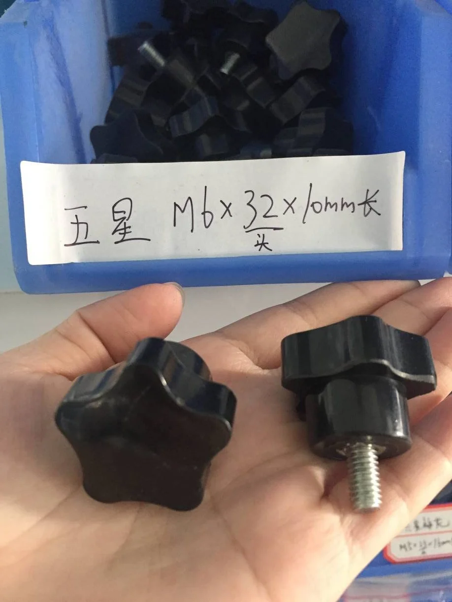 5pcs Black Star ลูกบิด M6 x 10/14/20/25/30/35/40 /50/60/70/80 มม.ความยาว x32mm