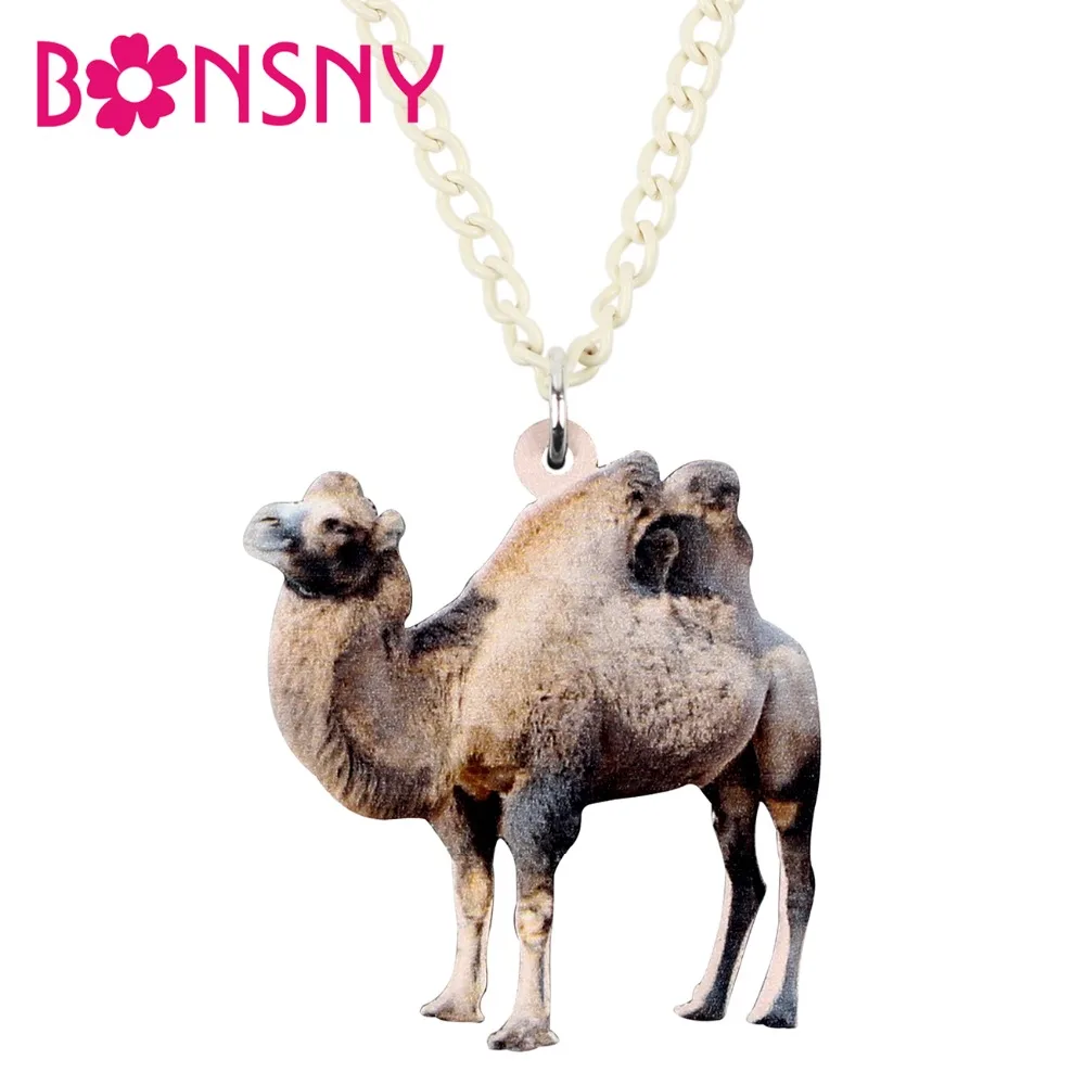 Bonsny Statement Acrylic Desert Camel Necklace Pendant Chain Choker Unique Animal Jewelry For Women Girls Teens Gift Accessories