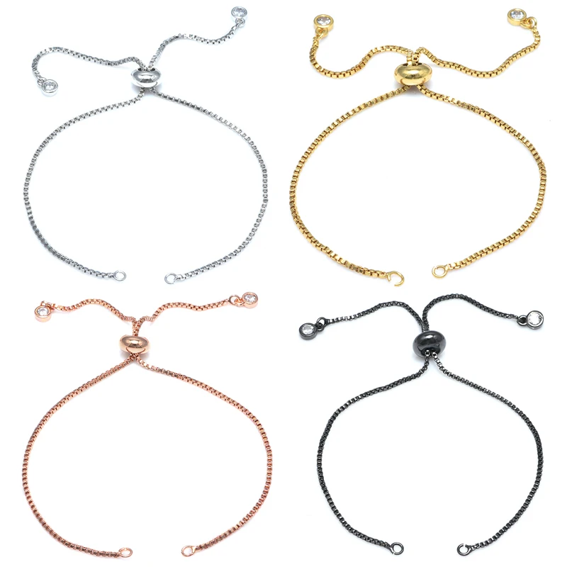 4 Colors Copper  Adjustable Slider Chain Accessories for Jewelry Making Diy Woman Bracelet Gold Sliver Jewelry Findings