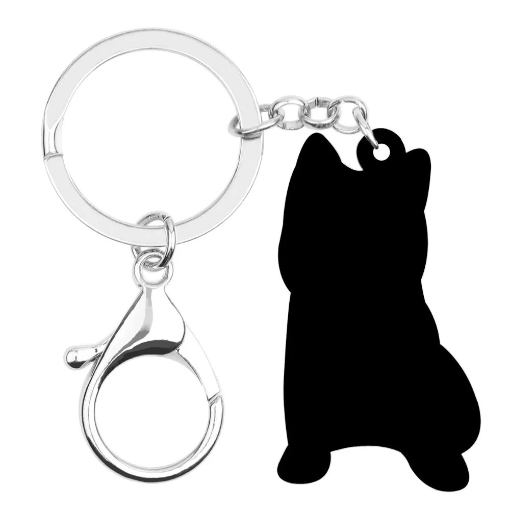 Bonsny Acrylic Cute West Highland White Terrier Key Chains Keychain Rings Fashion Animal Jewelry For Women Girl Teens Decoration