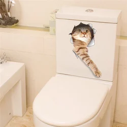 3D Vivid Cats Dogs Wall Stickers Toilet Door Refrigerator Computer Bathroom Decor Wall Decor Animal Wall Decals Art Poster Mural