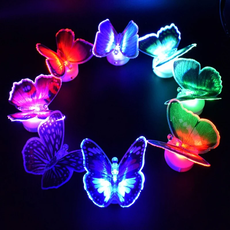 480pcs/lot Led optical fiber butterfly light LED Night Light Baby Kids Room Wall sticker Light Lamp For Party gifts Favors