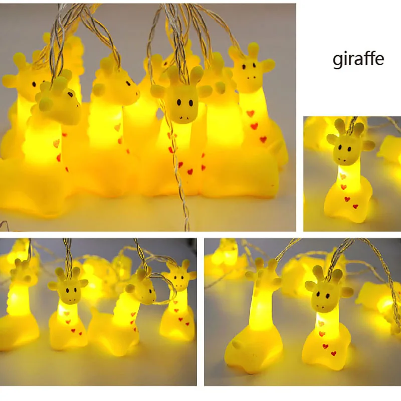 10LED Christmas LED String Light Giraffe Battery Operated Lights Night Lights Halloween for Baby Bedroom Home Decoration Lights