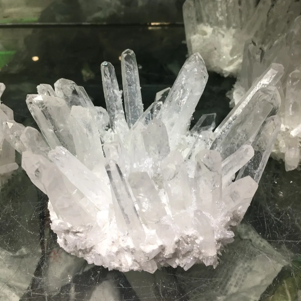 450g Natural white crystal clear quartz white crystal cluster nunatak decoration crystal column point