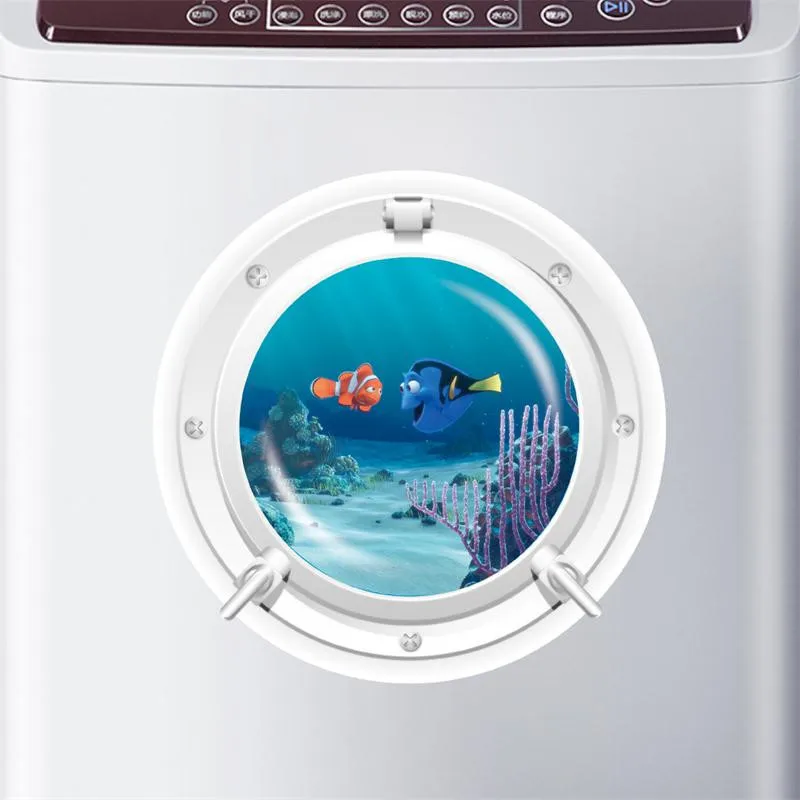 cute DIYblue sea ocean world fish window submarine wall sticker cartoon animal mural art refrigerator washing machine home decal